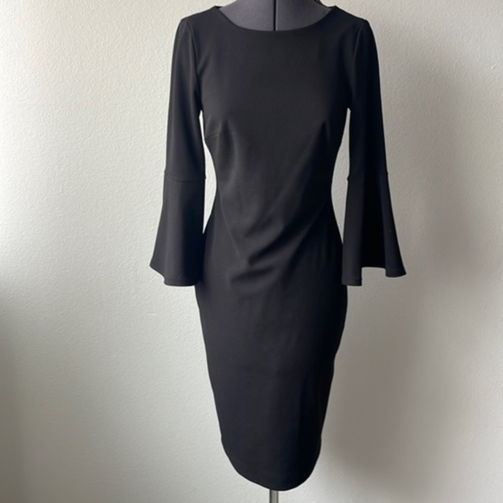 Calvin Klein dress size 2 black fitted bell sleeves